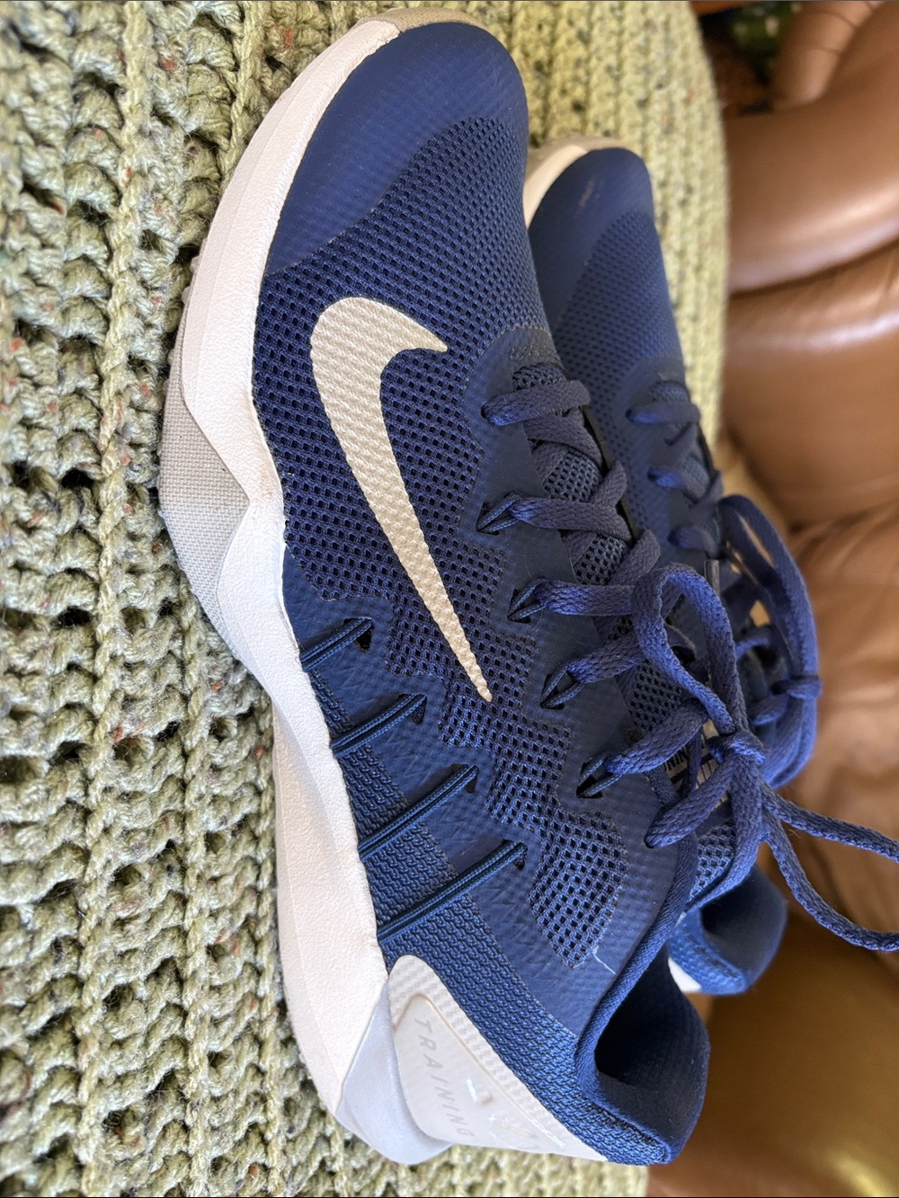 Nike Blue Mesh Training Sneakers with White Swoosh
